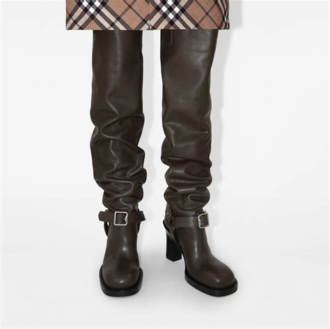 burberry buckle detail over-the-knee boots|Leather Soft Stirrup Boots in Snug .